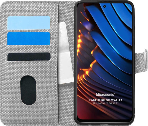 Xiaomi Poco X3 GT Kılıf Fabric Book Wallet Gri