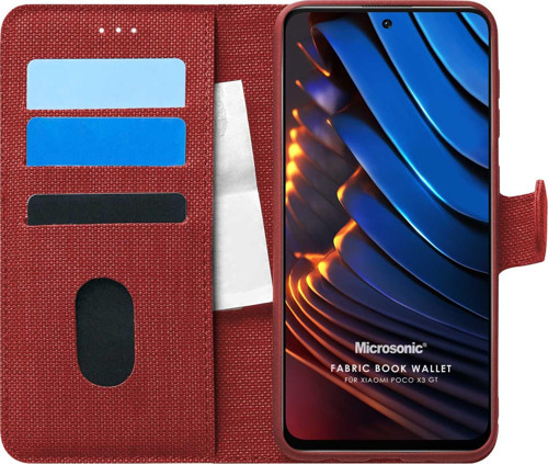 Xiaomi Poco X3 GT Kılıf Fabric Book Wallet Kırmızı