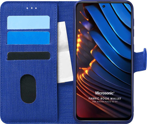 Xiaomi Poco X3 GT Kılıf Fabric Book Wallet Lacivert