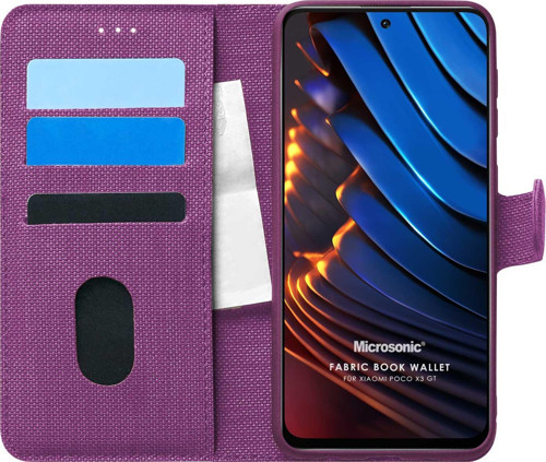 Xiaomi Poco X3 GT Kılıf Fabric Book Wallet Mor