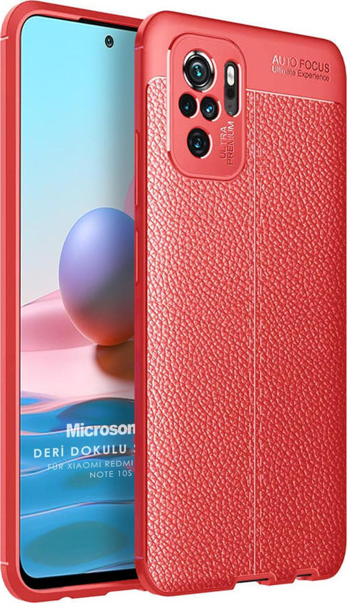 Xiaomi Poco M5s Kılıf Deri Dokulu Silikon Kırmızı
