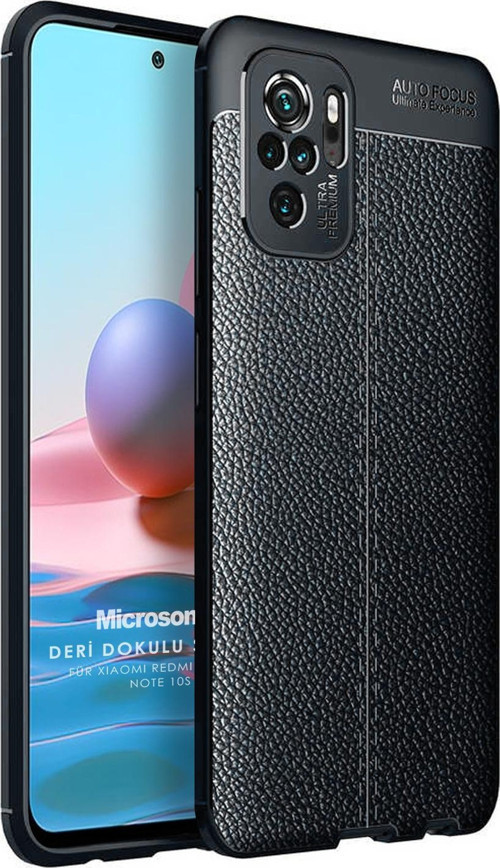 Xiaomi Poco M5s Kılıf Deri Dokulu Silikon Siyah