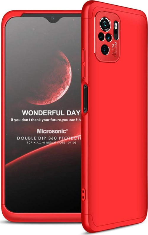 Xiaomi Poco M5s Kılıf Double Dip 360 Protective Kırmızı