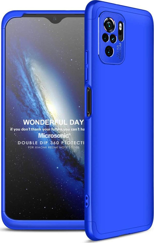 Xiaomi Poco M5s Kılıf Double Dip 360 Protective Mavi