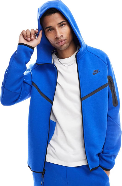 Tech Fleece Full Zip Windrunner Hoodie Kapüşonlu Unisex Sweatshirt Mavi