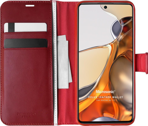 Xiaomi Mi 11T Kılıf Delux Leather Wallet Kırmızı