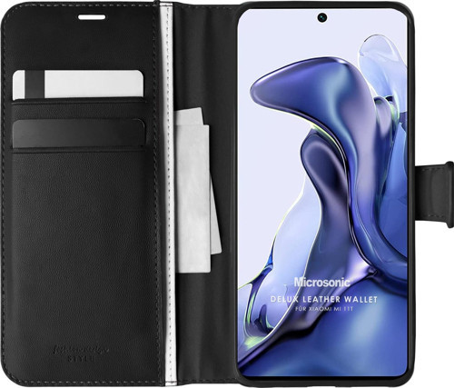 Xiaomi Mi 11T Kılıf Delux Leather Wallet Siyah