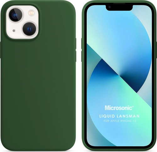 Apple iPhone 13 Kılıf Liquid Lansman Silikon Koyu Yeşil