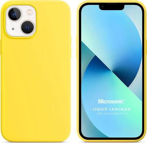 Apple iPhone 13 Kılıf Liquid Lansman Silikon Sarı
