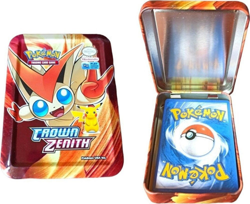 Pokemon Kartları İthal Özel Teneke Kutusunda 40 Kart Pikachu Kartları (Kahve Kutu)