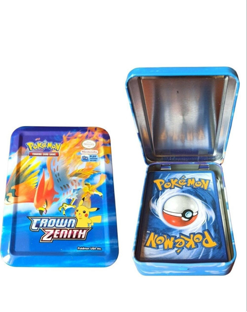 Pokemon Kartları İthal Özel Teneke Kutusunda 40 Kart Pikachu Kartları (Mavi Kutu)