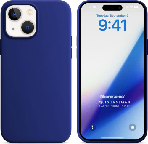 Apple iPhone 15 Plus Kılıf Liquid Lansman Silikon Lacivert