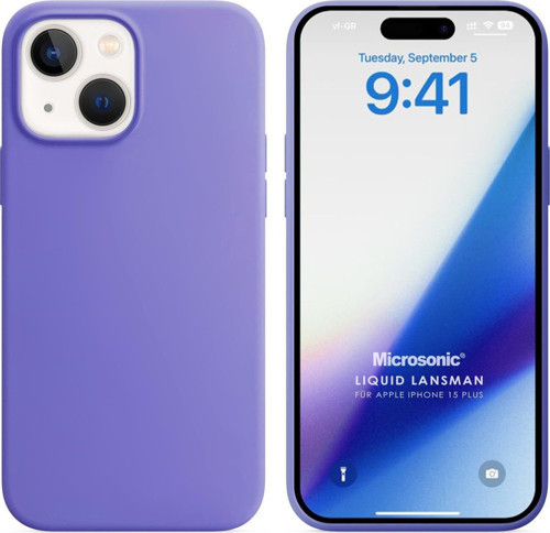 Apple iPhone 15 Plus Kılıf Liquid Lansman Silikon Lila