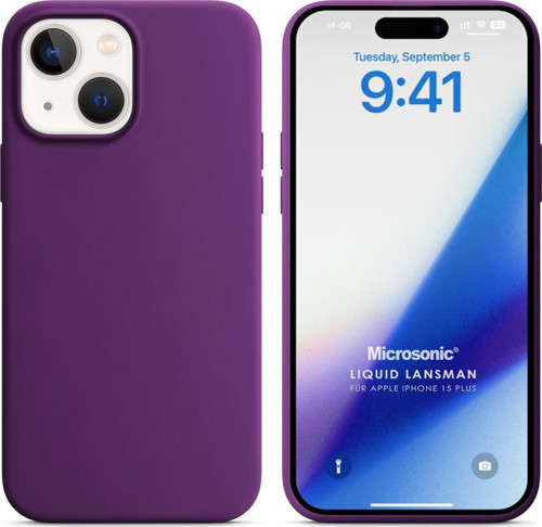 Apple iPhone 15 Plus Kılıf Liquid Lansman Silikon Mor
