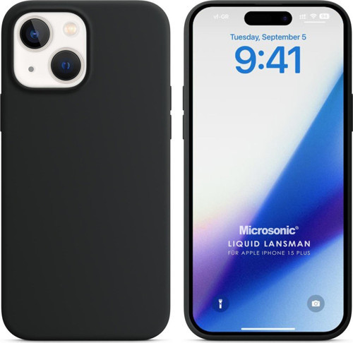Apple iPhone 15 Plus Kılıf Liquid Lansman Silikon Siyah