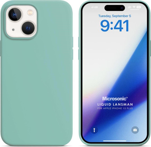 Apple iPhone 15 Plus Kılıf Liquid Lansman Silikon Su Yeşili