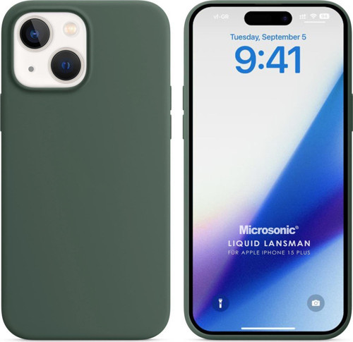 Apple iPhone 15 Plus Kılıf Liquid Lansman Silikon Yeşil