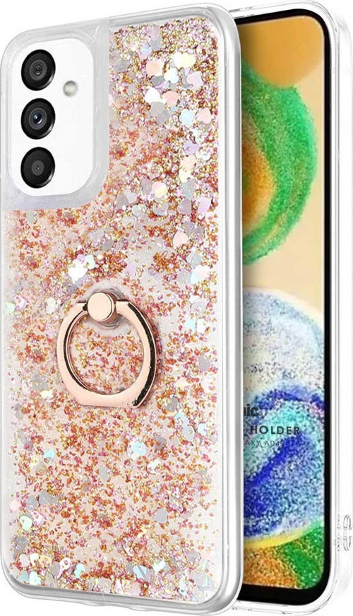Samsung Galaxy A04S Kılıf Glitter Liquid Holder Gold