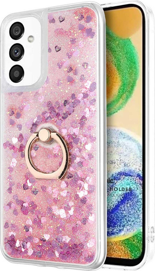 Samsung Galaxy A04S Kılıf Glitter Liquid Holder Pembe