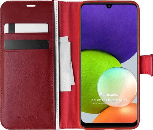 Samsung Galaxy A22 4G Kılıf Delux Leather Wallet Kırmızı