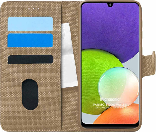 Samsung Galaxy A22 4G Kılıf Fabric Book Wallet Gold