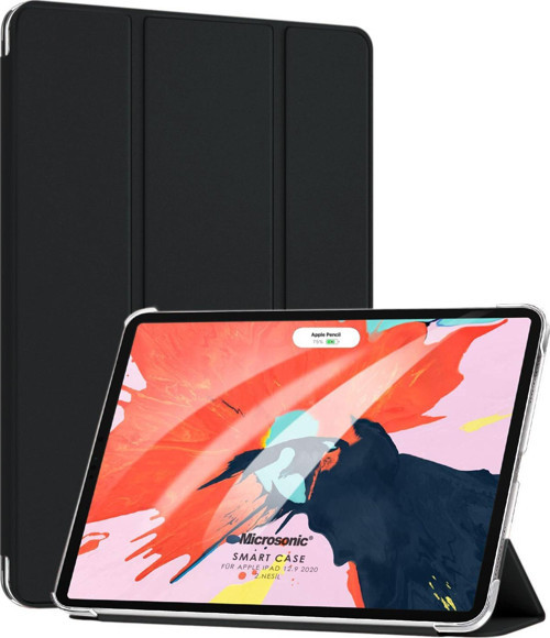 Apple iPad Pro 12.9`` 2022 6. Nesil Kılıf (A2436-A2764-A2437-A2766) Slim Translucent Back Smart Cover Siyah