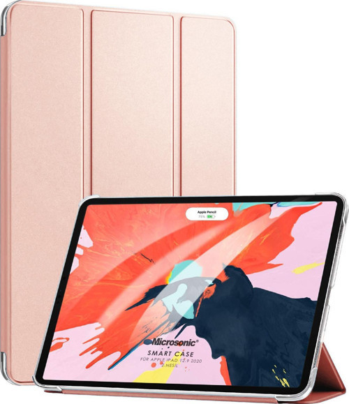 Apple iPad Pro 12.9`` 2022 6. Nesil Kılıf Slim Translucent Back Smart Cover Rose Gold