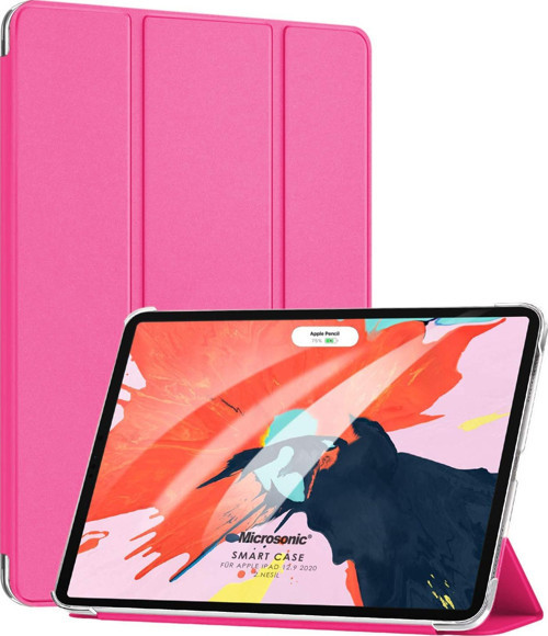 Apple iPad Pro 12.9`` 2022 6. Nesil Kılıf (A2436-A2764-A2437-A2766) Slim Translucent Back Smart Cover Pembe