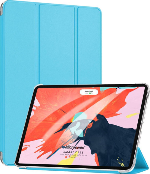 Apple iPad Pro 12.9`` 2022 6. Nesil Kılıf (A2436-A2764-A2437-A2766) Slim Translucent Back Smart Cover Mavi