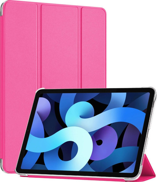 Apple iPad Air 5.Nesil 2022 Kılıf (A2588-A2589-A2591) Slim Translucent Back Smart Cover Pembe