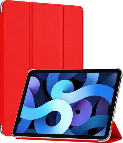Apple iPad Air 5.Nesil 2022 Kılıf (A2588-A2589-A2591) Slim Translucent Back Smart Cover Kırmızı