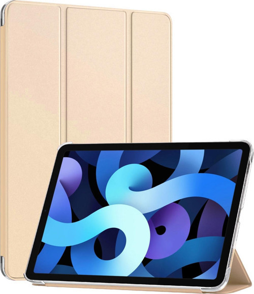 Apple iPad Air 5.Nesil 2022 Kılıf (A2588-A2589-A2591) Slim Translucent Back Smart Cover Gold