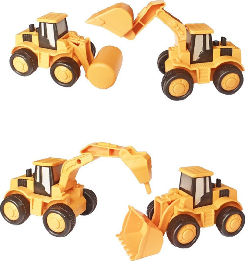 Oyuncak 4'Lü Iş Makinaları Seti Kepçe, Dozer, Yol Delici Silindir Seti