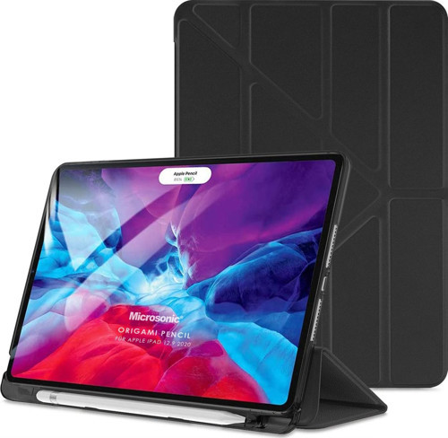 Apple iPad Pro 12.9'' 2021 5. Nesil Kılıf (A2378-A2461-A2379-A2462) Origami Pencil Siyah