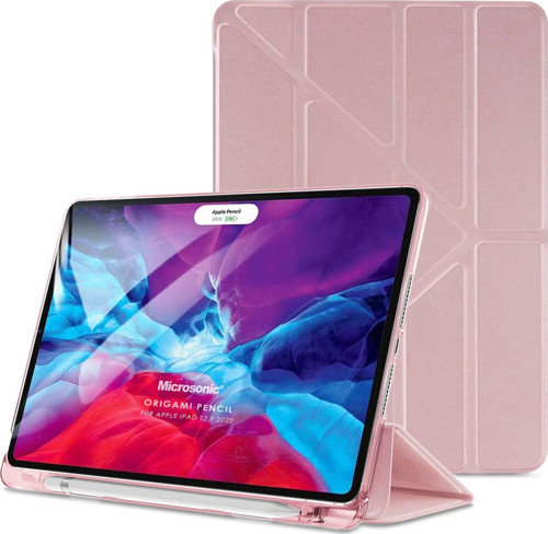 Apple iPad Pro 12.9'' 2021 5. Nesil Kılıf (A2378-A2461-A2379-A2462) Origami Pencil Rose Gold
