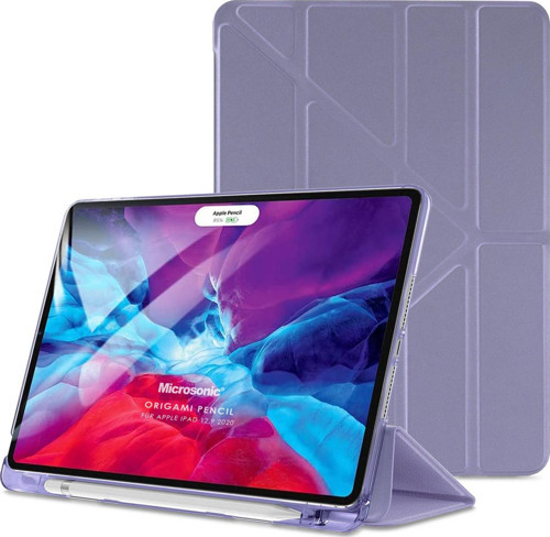 Apple iPad Pro 12.9'' 2021 5. Nesil Kılıf (A2378-A2461-A2379-A2462) Origami Pencil Lila
