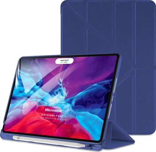 Apple iPad Pro 12.9'' 2020 4.Nesil Kılıf (A2229-A2069-A2232) Origami Pencil Lacivert