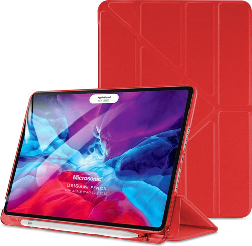 Apple iPad Pro 12.9'' 2020 4.Nesil Kılıf (A2229-A2069-A2232) Origami Pencil Kırmızı