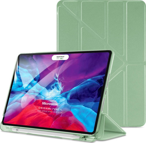 Apple iPad Pro 12.9'' 2020 4.Nesil Kılıf (A2229-A2069-A2232) Origami Pencil Açık Yeşil