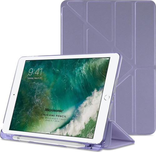 Apple iPad 9.7 2018 Kılıf (A1893-A1954) Origami Pencil Lila
