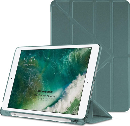 Apple iPad 9.7 2018 Kılıf (A1893-A1954) Origami Pencil Koyu Yeşil