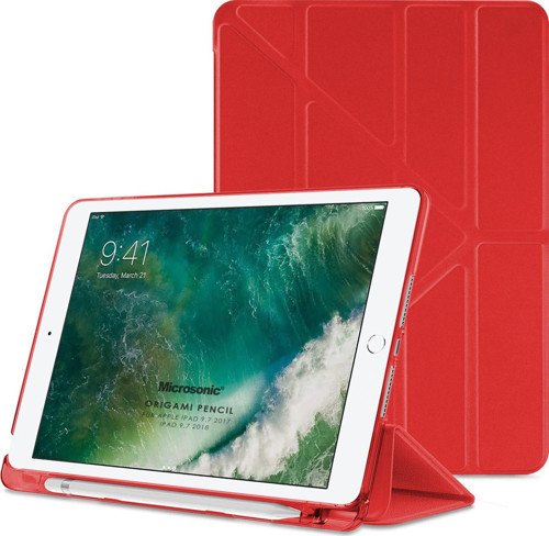 Apple iPad 9.7 2018 Kılıf (A1893-A1954) Origami Pencil Kırmızı