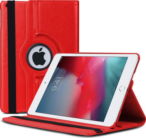 Apple iPad Mini 5 7.9'' 2019 (A2133-A2124-A2125-A2126) Kılıf 360 Rotating Stand Deri Kırmızı