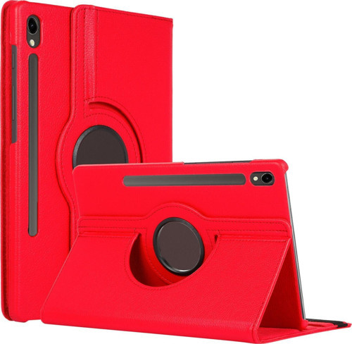 Samsung Galaxy Tab S9 X710 Kılıf 360 Rotating Stand Deri Kırmızı