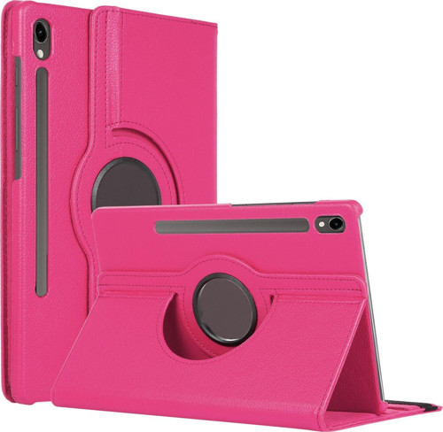 Samsung Galaxy Tab S9 X710 Kılıf 360 Rotating Stand Deri Koyu Pembe