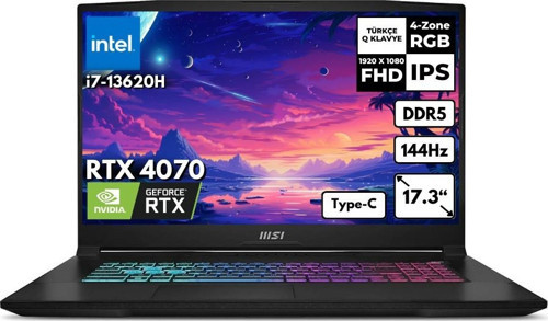 Katana 17 i7-13620H 48-GBDDR5 4 TBSSD RTX4070 (8GB) 17.3" FHD 144Hz Freedos Gaming Laptop B13VGK-1030XTRFR15