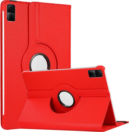 Xiaomi Redmi Pad Kılıf 360 Dönerli Stand Deri Kırmızı