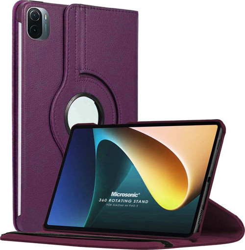 Xiaomi Mi Pad 5 Kılıf 360 Dönerli Stand Deri Mor