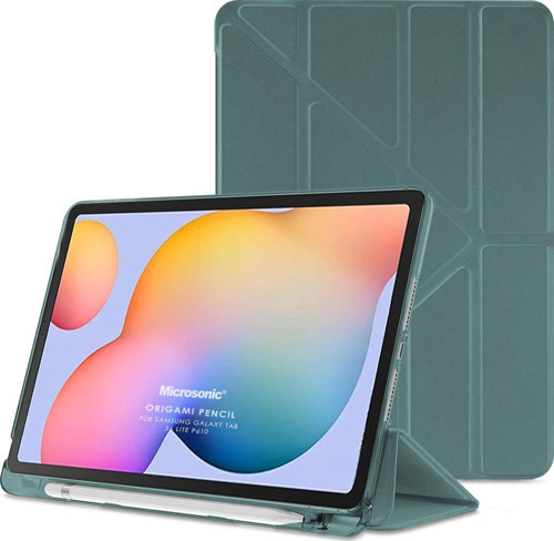 Samsung Galaxy Tab S6 Lite 10.4" P610 Kılıf Origami Pencil Koyu Yeşil