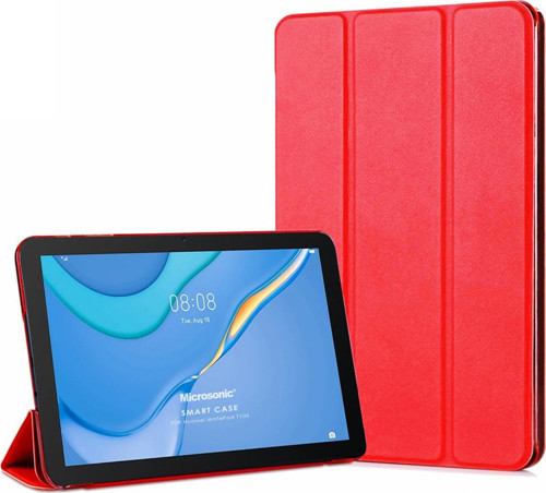 Huawei MatePad T10S Kılıf Slim Translucent Back Smart Cover Kırmızı